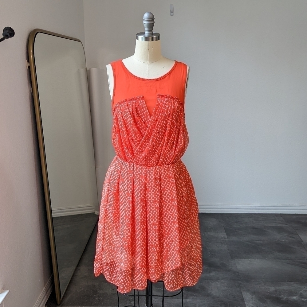 ✨4 for $20✨ Sugarlips Polka Dots Pleated A Line Dress Orange XS summer casual